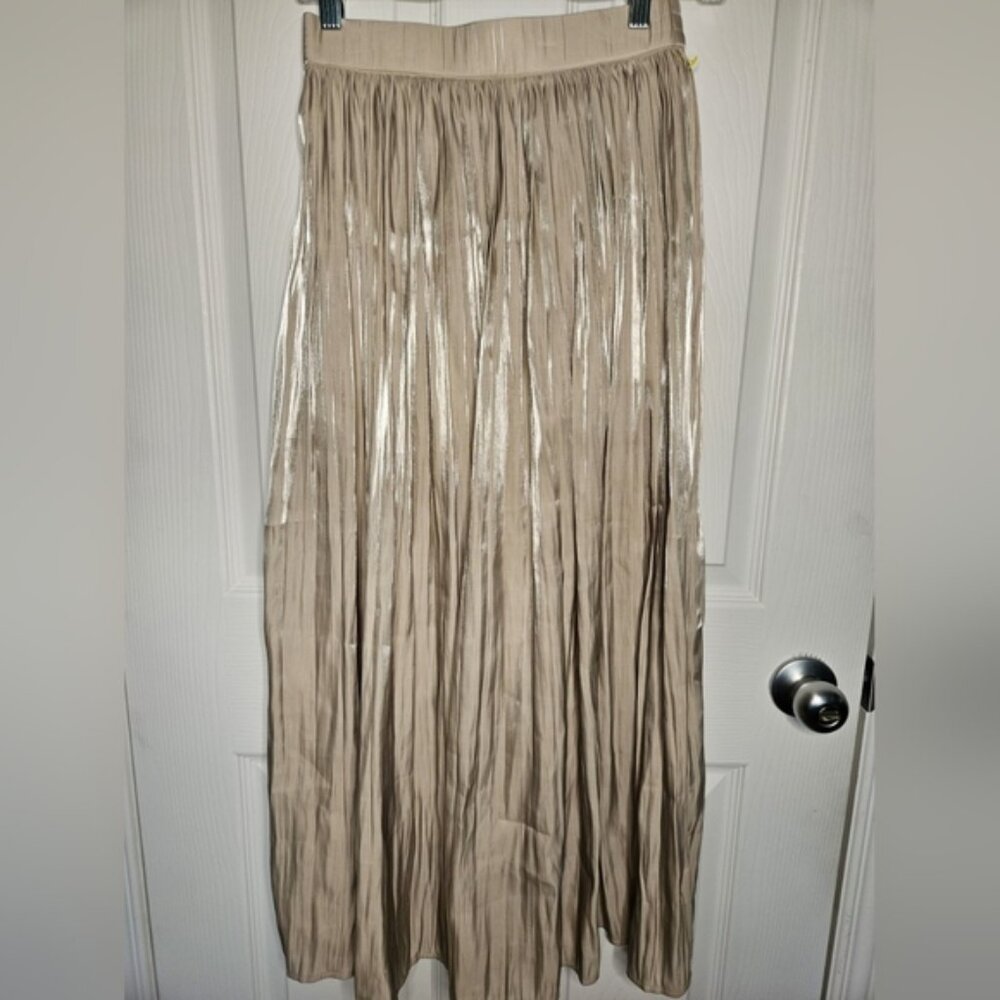 Maxi Skirt (Sense of Place Brand) in Shimmering Champagne Pleated Free size